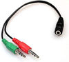 Picture of AUX Y Audio Splitter 3.5mm 1 female to 2 male headphone and microphone