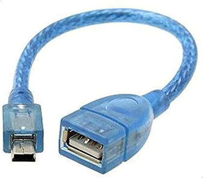 Picture of USB Female A to USB Mini Male B 5 Pin Adapter Cable Blue