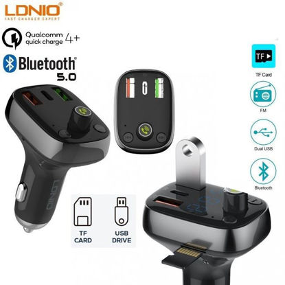 صورة Ldnio C704Q 36W-شاحن سيارة فائق السرعة QC4.0+3USB-C+PD+MP3 Player Bluetooth 5.0 مدمج مع شاشة ديجيتال وهاند فري