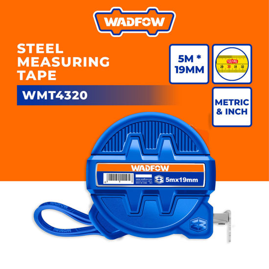 Picture of WADFOW Steel Measuring Tape, Length: 5m, Width: 19mm, w/ Metric and Inch Unit Reading - WMT4320